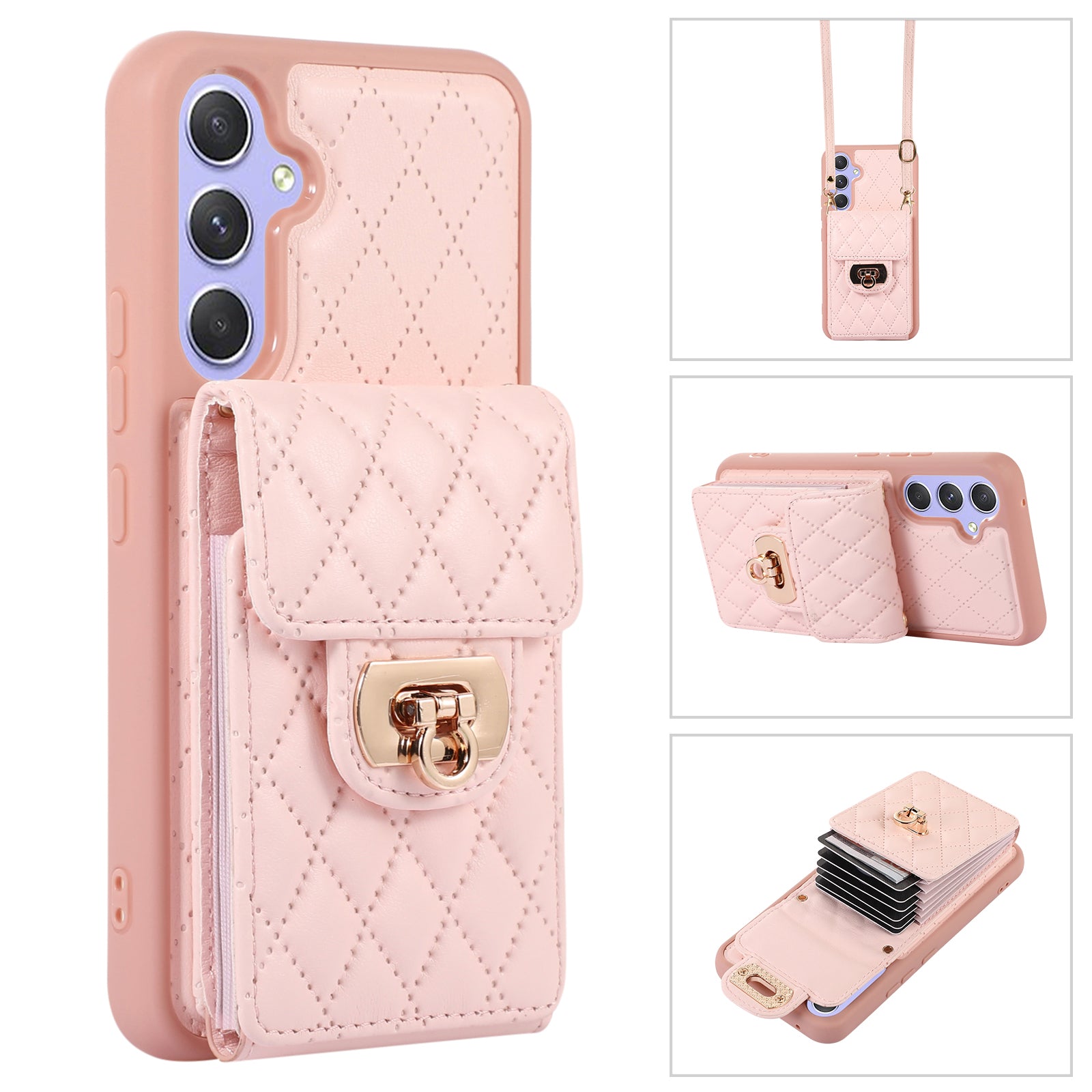 Pro Samsung Galaxy A34 5G Držák karty Slot Stojánek Pouzdro na telefon Zadní kryt z PU kůže TPU Pro Samsung Galaxy A34 5G Držák karty Slot Stojánek Pouzdro na telefon Zadní kryt z PU kůže TPU